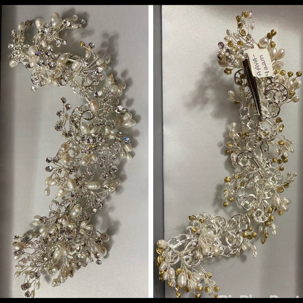 Used, Pearl and crystal bridal hairpiece